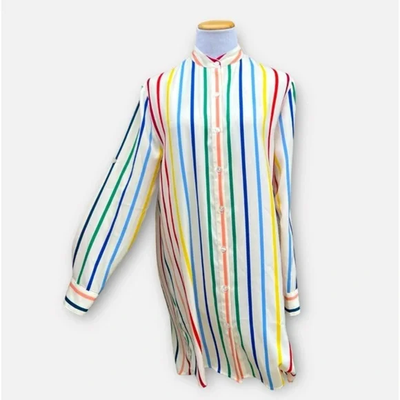 Summersalt Striped Long-Sleeved Button-down Tunic Shirt Dress Size Small - Picture 2 of 11